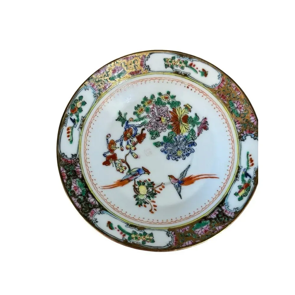 Vintage Chinese Porcelain Painting Tea Set, Hand Painted Birds & Flowers,